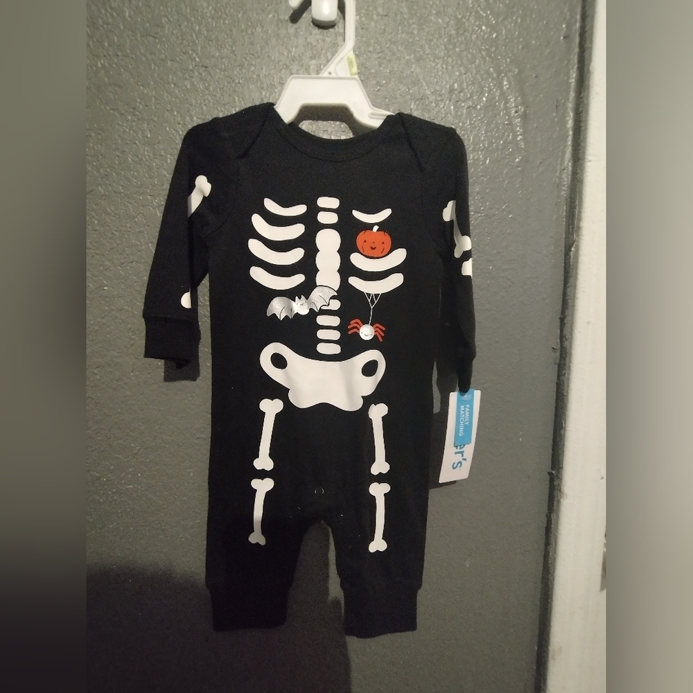 🎃Carter's Black and White Skeleton Costume with Orange Accents